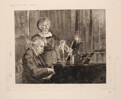 Edvard och Nina Grieg vid pianot av Peder Severin Krøyer