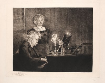 Edvard och Nina Grieg vid pianot av Peder Severin Krøyer