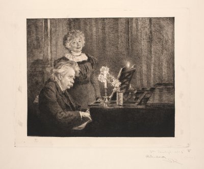 Edvard och Nina Grieg vid pianot av Peder Severin Krøyer