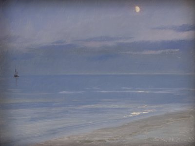 Skagen Beach i månsken av Peder Severin Krøyer