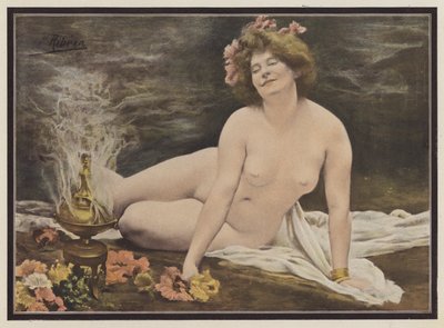 Languid njutning (färg litho) av P. Ribera