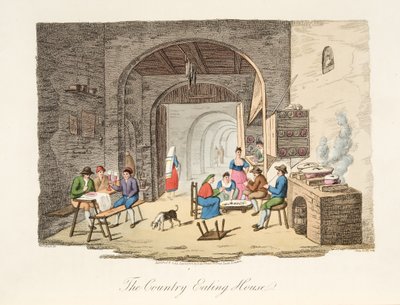 The Country Eating House, från Italian Scenery, som representerar seder, seder och nöjen i de olika staterna i Italien, pub. 1806 (handfärgad gravyr) av P. van (after) Lerberghi