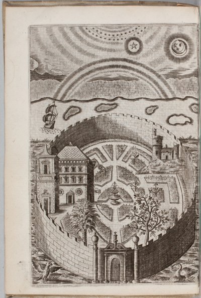 Illustration från "Partheneia Sacra: Eller den mystiska och läckra trädgården av de heliga Parthenes symboliskt framställd och berikad med fromma anordningar och emblem för underhållning av fromma själar", av Henry Hawkins, 1633 av P. van Langeren