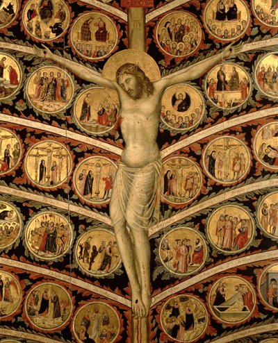 Livets träd, ca 1310 tempera på paneldetalj av 80607 av Pacino di Buonaguida
