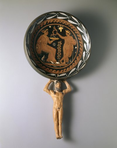Rödfigur patera med Atlashandtag, sista tredjedelen av 300-talet f.Kr. (keramik och pigment) av Painter of Louvre