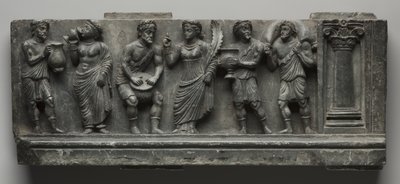 Babylonian Relief, Pakistan, Gandhara, Buner Area, Early Cushion Period (Ed 1-3to) (Schist) av Pakistani School