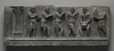 Babylonian Relief, Pakistan, Gandhara, Buner Area, Early Cushion Period (Ed 1-3to) (Schist) av Pakistani School