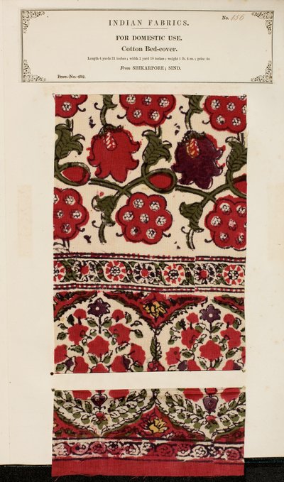 Bomullsprov från Shikarpore i Sind, från The Collection of the Textile Manufacturers of India, av John Forbes Watson, publicerad 1866 av Pakistani School