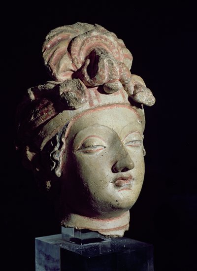 Huvud, från Gandhara, grekisk-buddhistisk stil, 1:a-4:e århundradet (stuckatur) av Pakistani School