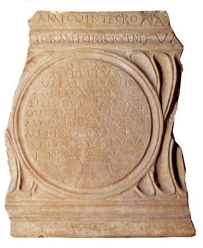 Paleochretisk konst: Kristen epitafium av Melissus. Från Rom, Paris, Louvren av Paleo-Christian Paleo-Christian