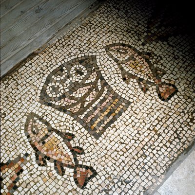 Fiskarnas och brödens mirakel, mosaik 4:e eller 5:e århundradet av Paleo Christian