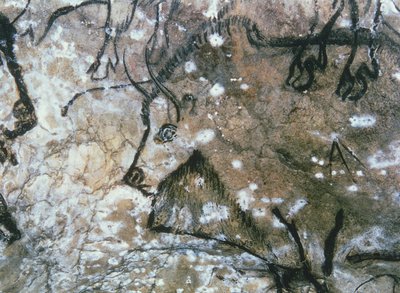 Skadad tjur, hällmålning, Magdalenian (grottmålning) av Paleolithic Paleolithic