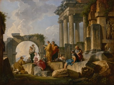 Den helige Paulus predikan bland ruinerna, 1744. av Pannini