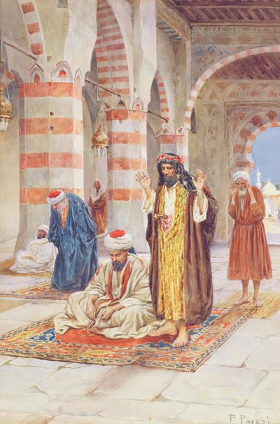 The Hour of Prayer (wc över spår av penna på papper) av Paolino Pavesi