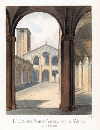 Innergården till basilikan Saint Ambroise i Milano (Italien) - Innergård till basilikan Sant