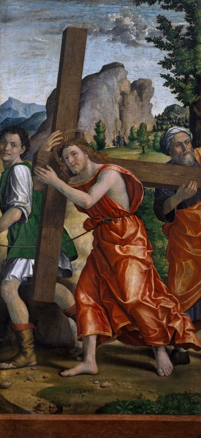 Vägen till Golgata, detalj från Polyptych of Passion av Paolo Cavazzola (1486-1522) av Paolo Morando Cavazzola
