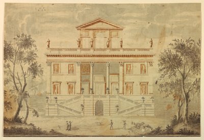 Ritning, upphöjning av en villa, 1750-70 av Paolo Posi