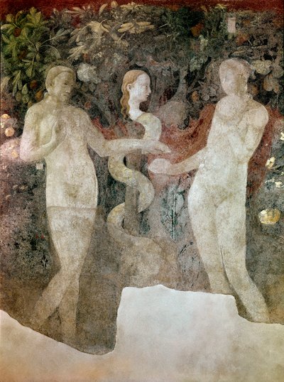 Första Moseboken, skapelse av eva och arvsynden (Fresco av Paolo Uccello