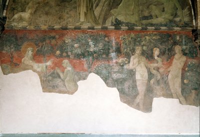 Genesis, skapelse av eva och arvsynden - Fresco av Paolo Uccello