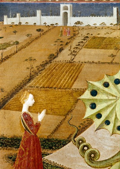 St. George and the Dragon, detalj av prinsesspaneldetaljen från 85551 av Paolo Uccello