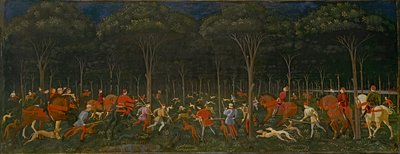 Jakten i skogen, ca 1465-70 av Paolo Uccello