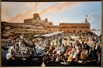 Tonfisken Mattanza i Solanto i närvaro av kungafamiljen av Paolo de Albertis