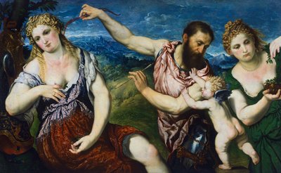 Allegori med Mars, Venus, Flora och Amor, ca 1560 (olja på duk) av Paris Bordone