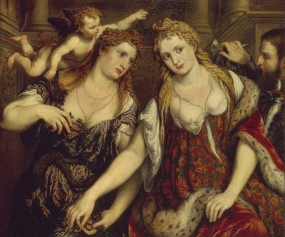 Flora, Venus, Mars och Amor. 1550s av Paris Bordone