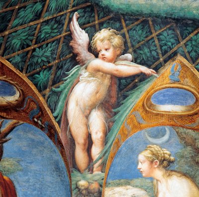 Kerub och Dianas ansikte, från Myth of Diana and Actaeon, ca av Parmigianino