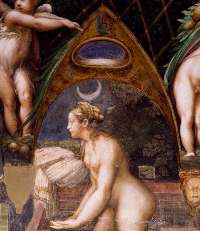 Diana dyker in i våren, från Myth of Diana and Actaeon av Parmigianino