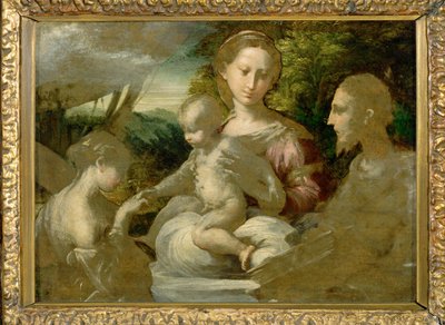Madonna och helgon... av Parmigianino (1503 40)