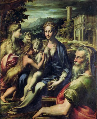 Madonna med den helige Zacharias, ca 1527-30 (olja på duk) av Parmigianino