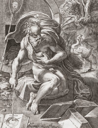 Diogenes, grekisk filosof från 300-talet f.Kr. (gravyr) av Parmigianino 