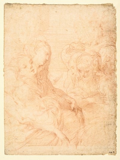 Grupp kvinnor (recto) av Parmigianino
