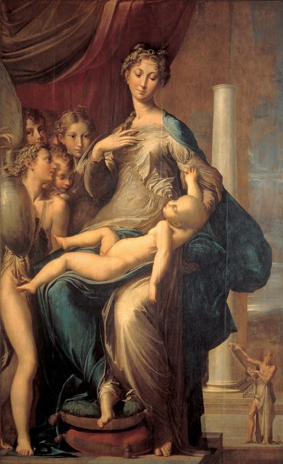 Madonna med lång hals (Madonna med lång hals), målning av Girolamo Fra Mazzola dit PARMIGIANINO av Parmigianino