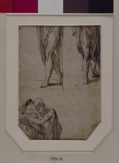 Studier av män (penna & bläck och tvätt på papper) av Parmigianino