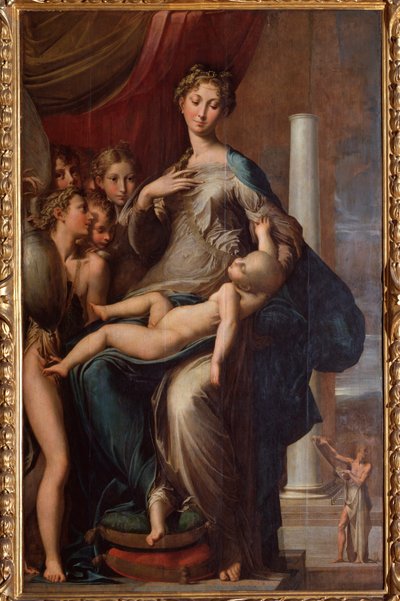Virgin med lång hals - 1534 Olja på trä av Parmigianino