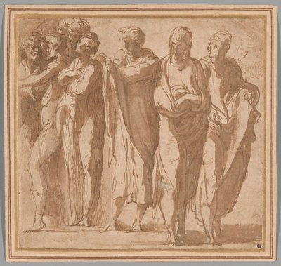 Grupp av nio stående figurer av Parmigianino