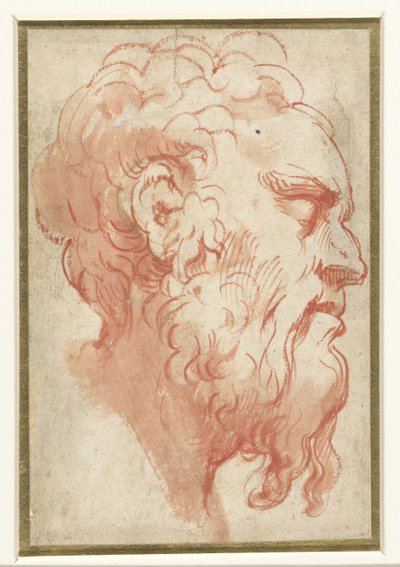 Huvudet på en gubbe, i profil till höger av Parmigianino