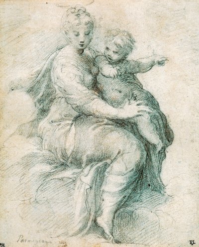 Madonna och barn på molnen, c1525. av Parmigianino
