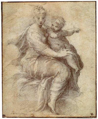 Madonna och barn på molnen, c1525 av Parmigianino