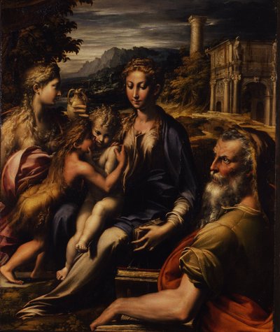Madonna och barn med den heliga Madonna di San Zaccaria, ca 1535 av Parmigianino