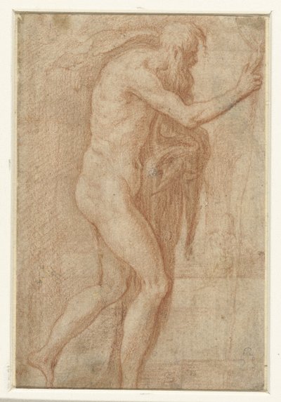 Man höjer fingret i varning av Parmigianino
