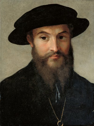 Porträtt av en skäggig man av Parmigianino