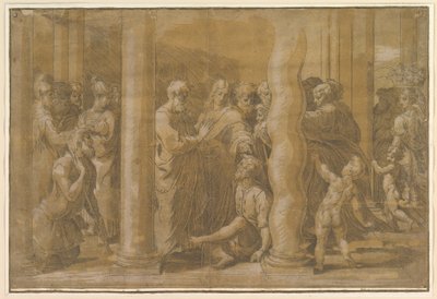 De heliga Peter och Johannes botar de sjuka, tidigt 1500-tal. av Parmigianino