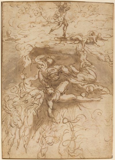 De rebelliska änglarnas fall [recto] av Parmigianino