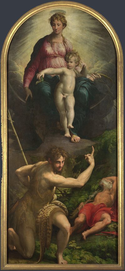 Madonnan och barnet med de heliga Johannes Döparen och Hieronymus, 1527 av Parmigianino