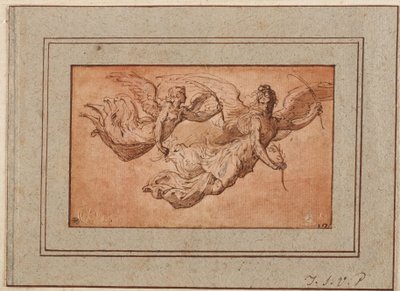 Zwei Studien für die Figur des Sieges av Parmigianino