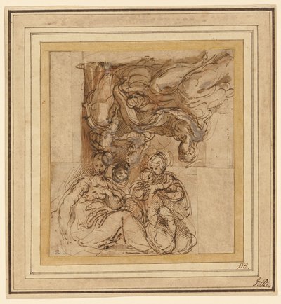 Två studier för en helig familj av Parmigianino