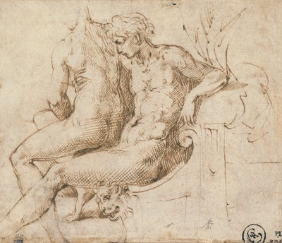 Två älskare sitter på en soffa av Parmigianino